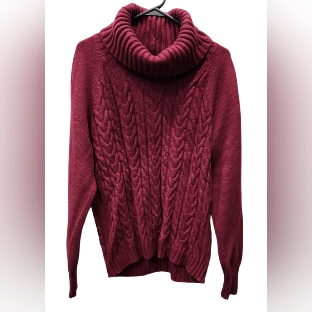 Banana Republic Women's Cable Knit Turtleneck Sweater Burgundy, size XL